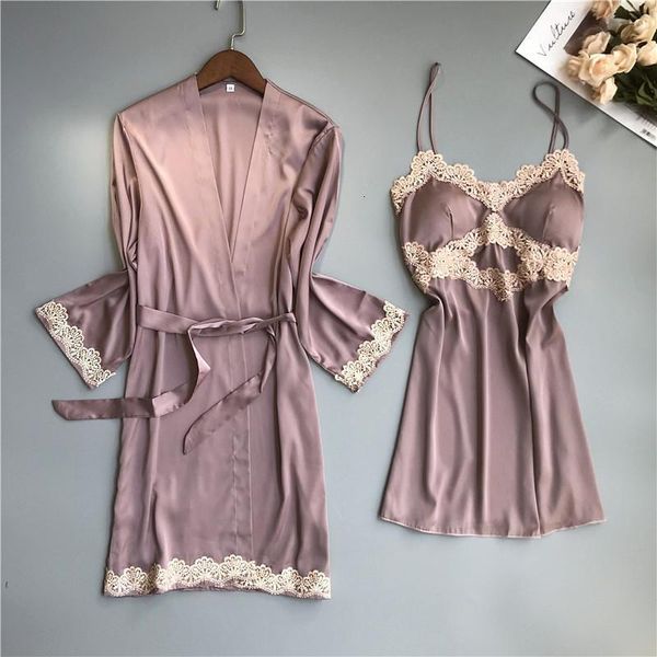 Women's Sleepwear Spring Summer Satin Lace Kimono Robes Lounge Suit Women Robe Gown Sets 2 Piece Nightdress Bathrobe MIUV, Black;red
Women's Sleepwear Spring Summer Satin Lace Kimono Robes Lounge Suit Women Robe Gown Sets 2 Piece Nightdress Bathrobe MIUV, Black;red