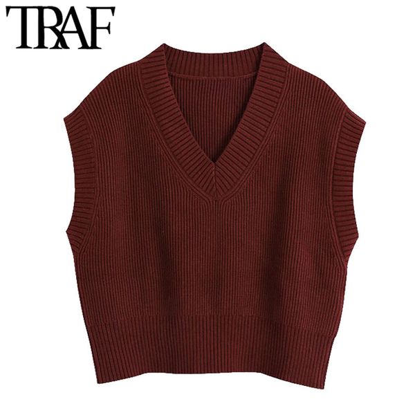 traf women fashion with ribbed trims loose knitted vest sweater vintage v neck sleeveless female waistcoat chic 210415, White
traf women fashion with ribbed trims loose knitted vest sweater vintage v neck sleeveless female waistcoat chic 210415, White