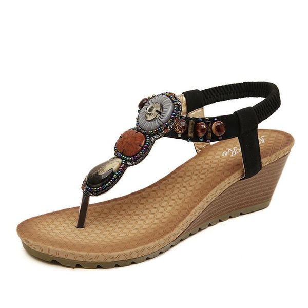ladies sandals fashion bohemian solid flat summer women shoes beach ethnic wedge, Black
ladies sandals fashion bohemian solid flat summer women shoes beach ethnic wedge, Black