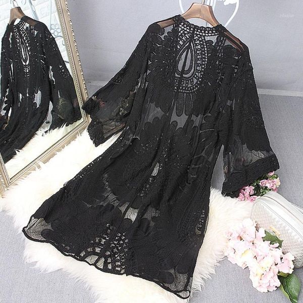 women's blouses & shirts hstar women beach cover up floral embroidery sleep robe swimwear cardigan bathing suit, White
women's blouses & shirts hstar women beach cover up floral embroidery sleep robe swimwear cardigan bathing suit, White
