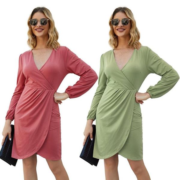 casual dresses european and american spring autumn high-quality women's satin luxury fashion dress long sleeve v-neck, Black;gray
casual dresses european and american spring autumn high-quality women's satin luxury fashion dress long sleeve v-neck, Black;gray