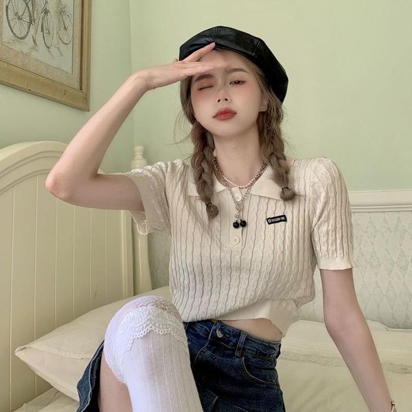 women's blouses & shirts collar striped short-sleeved sweater summer korean version of the self-cultivation all-match casual top, White
women's blouses & shirts collar striped short-sleeved sweater summer korean version of the self-cultivation all-match casual top, White