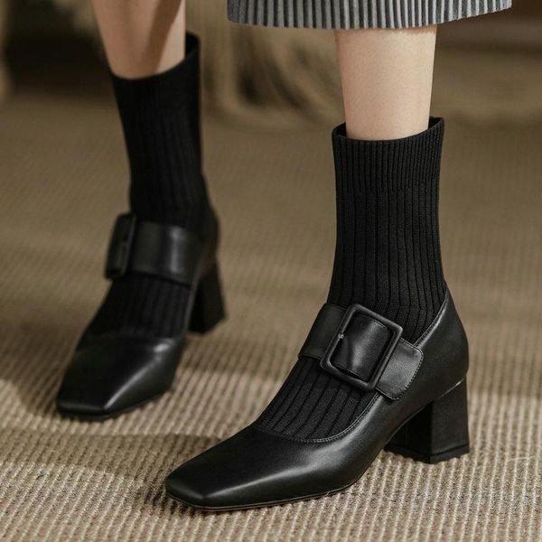 boots women's dress 2021 genuine leather knitting ankle high heels party shoes woman black brown
boots women's dress 2021 genuine leather knitting ankle high heels party shoes woman black brown