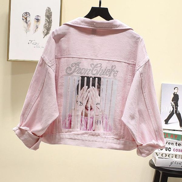 women's jackets autumn korean white pink yellow purple diamonds denim jacket women outerwear loose long sleeve short jeans coat female, Black;brown
women's jackets autumn korean white pink yellow purple diamonds denim jacket women outerwear loose long sleeve short jeans coat female, Black;brown