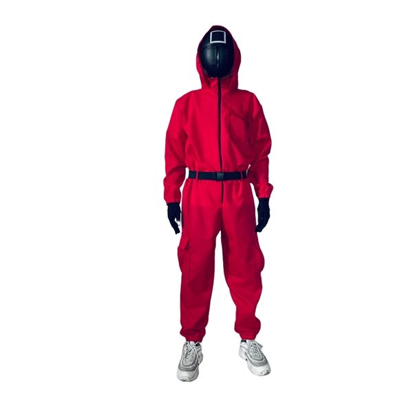 2021halloween cos suit squid game costume carnival jumpsuit with belt gloves2021, Black;red
2021halloween cos suit squid game costume carnival jumpsuit with belt gloves2021, Black;red