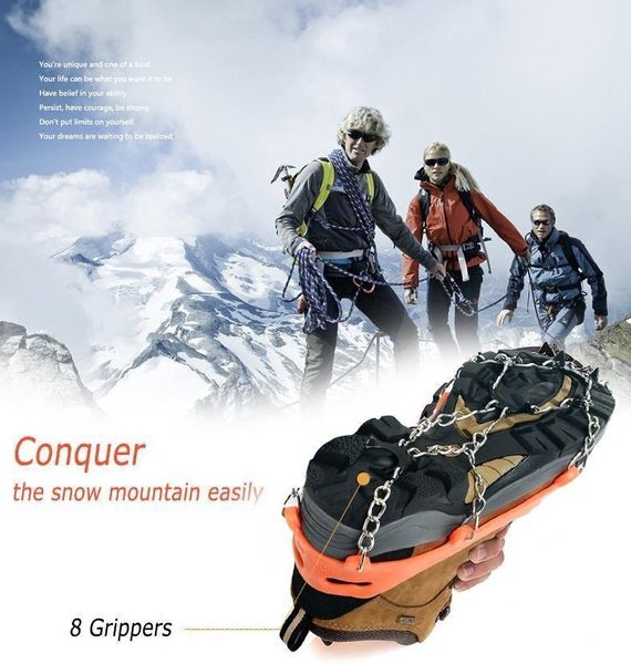 2pcs 8-teeth 2 size sports anti-slip ice gripper cleats shoe boot grips crampon chain spike snow for hiking climbing cords, slings and webbi
2pcs 8-teeth 2 size sports anti-slip ice gripper cleats shoe boot grips crampon chain spike snow for hiking climbing cords, slings and webbi