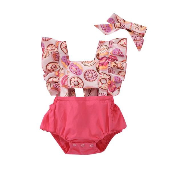 clothing sets baby girls 2pcs summer outfits, ruffle sleeve doughnut print backless romper with headband set, White
clothing sets baby girls 2pcs summer outfits, ruffle sleeve doughnut print backless romper with headband set, White