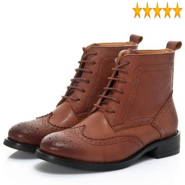 boots block quality leather women low heels ankle vintage wing tip high winter brogue shoes lace up preppy casual, Black
boots block quality leather women low heels ankle vintage wing tip high winter brogue shoes lace up preppy casual, Black