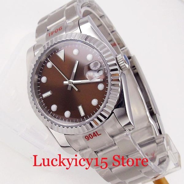 wristwatches 36mm/39mm fluted bezel men watch coffee sterile dial miyota 8215 luminous hand oyster strap, Slivery;brown
wristwatches 36mm/39mm fluted bezel men watch coffee sterile dial miyota 8215 luminous hand oyster strap, Slivery;brown