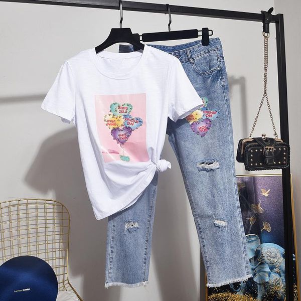 summer fashion diamonds balloon print t-shirt holos denim pants suit women 2pcs loose white tee shirt jeans 2 piece set female two dress
summer fashion diamonds balloon print t-shirt holos denim pants suit women 2pcs loose white tee shirt jeans 2 piece set female two dress