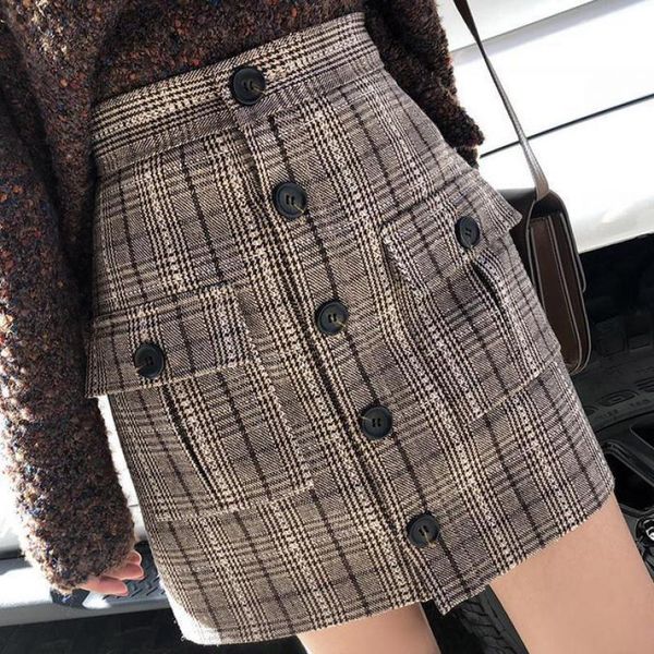 skirts 2021 spring arrival double pockets decorative simple high waist slim single breasted plaid mini skirt cotton, Black
skirts 2021 spring arrival double pockets decorative simple high waist slim single breasted plaid mini skirt cotton, Black