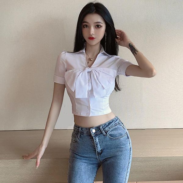 women's t-shirt bow crop white clothing v-neck summer style club tees female korean clothes fashion brand slim t shirts
women's t-shirt bow crop white clothing v-neck summer style club tees female korean clothes fashion brand slim t shirts