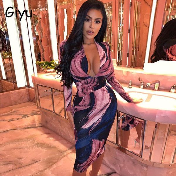 giyu spring summer print dress women elegant long sleeve bodycon club party dresses v neck tunic midi vestidos robe casual, Black;gray
giyu spring summer print dress women elegant long sleeve bodycon club party dresses v neck tunic midi vestidos robe casual, Black;gray