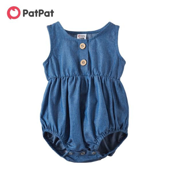 arrival summer 1pc sleeveless cotton solid romper baby girl clothing 210528, Blue
