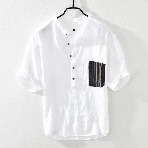 men's casual shirts white short sleeve shirt for men summer japanese fashion pure linen male pullover thin slim fit vintage, White;black
men's casual shirts white short sleeve shirt for men summer japanese fashion pure linen male pullover thin slim fit vintage, White;black