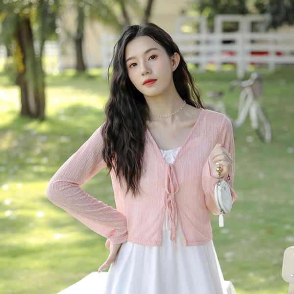 women's knits & tees hollow long-sleeved outer air-conditioned shirt jacket short knit sweater sunscreen cardigan thin section women su, White
women's knits & tees hollow long-sleeved outer air-conditioned shirt jacket short knit sweater sunscreen cardigan thin section women su, White