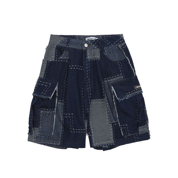 fashionable shorts american plaid splicing denim men's street trend big pocket loose straight pants, White;black
fashionable shorts american plaid splicing denim men's street trend big pocket loose straight pants, White;black