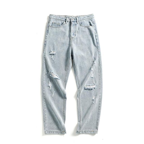 men's jeans fashion 2021 light-colored ripped korean style loose trend straight wild ankle length brand teenager harem pants autumn, Blue
men's jeans fashion 2021 light-colored ripped korean style loose trend straight wild ankle length brand teenager harem pants autumn, Blue