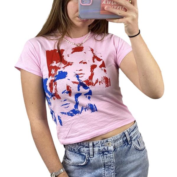 women's t-shirt y2k women cotton face print short sleeve slim fit crop summer sweats tees casual o-neck tshirt gothic streetwear, White
women's t-shirt y2k women cotton face print short sleeve slim fit crop summer sweats tees casual o-neck tshirt gothic streetwear, White