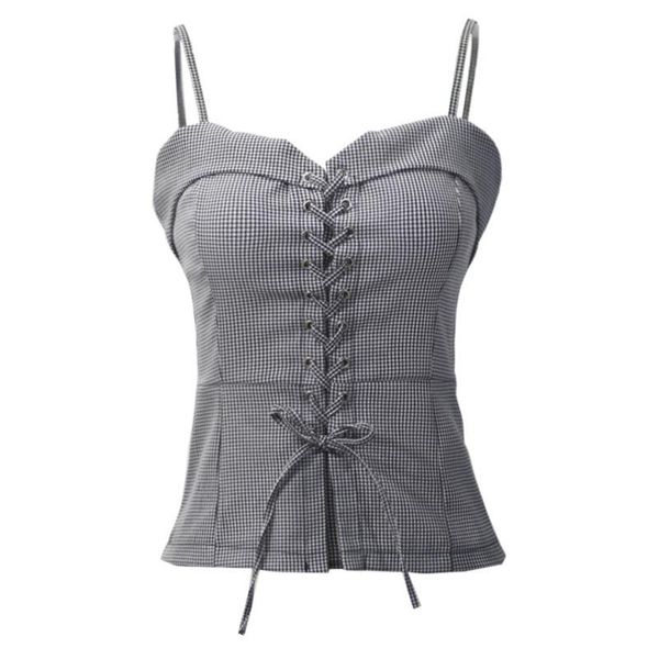 women's tanks & camis perhaps u gray plaid sleeveless strap solid lace up v neck bodycon women female b0137, White
women's tanks & camis perhaps u gray plaid sleeveless strap solid lace up v neck bodycon women female b0137, White