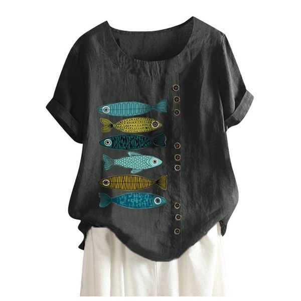 women's blouses & shirts women casual streetwear boho small fish cute simple print loose large size blouse short sleeve shirt button p, White
women's blouses & shirts women casual streetwear boho small fish cute simple print loose large size blouse short sleeve shirt button p, White