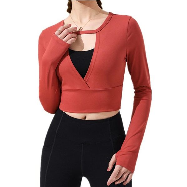 yoga outfit shirts women running fitness slimming sportswear widened hem sport t-shirt front and back hollow two-wear long-sleeve 
yoga outfit shirts women running fitness slimming sportswear widened hem sport t-shirt front and back hollow two-wear long-sleeve