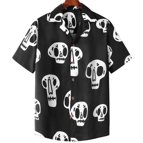 summer hawaiian short sleeve shirts funny skull full printed hip hop streetwear harajuku korean fashion vintage oversized 210721, White;black
summer hawaiian short sleeve shirts funny skull full printed hip hop streetwear harajuku korean fashion vintage oversized 210721, White;black
