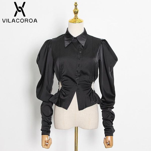 irregular hollow pleated slim women's blouse black lapel long-sleeve single-breasted stitching shirts street lady clothing blouses &, White
irregular hollow pleated slim women's blouse black lapel long-sleeve single-breasted stitching shirts street lady clothing blouses &, White