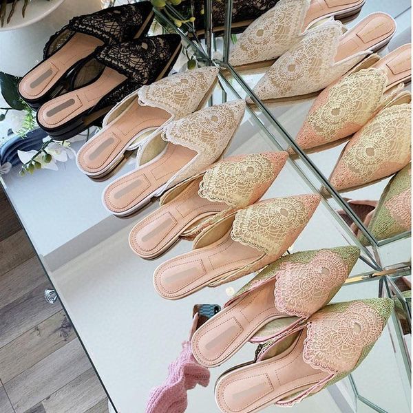 slippers pointed toe flat heel lace mules white flower embroidery hollow out summer slides leather sole formal shoe, Black
slippers pointed toe flat heel lace mules white flower embroidery hollow out summer slides leather sole formal shoe, Black