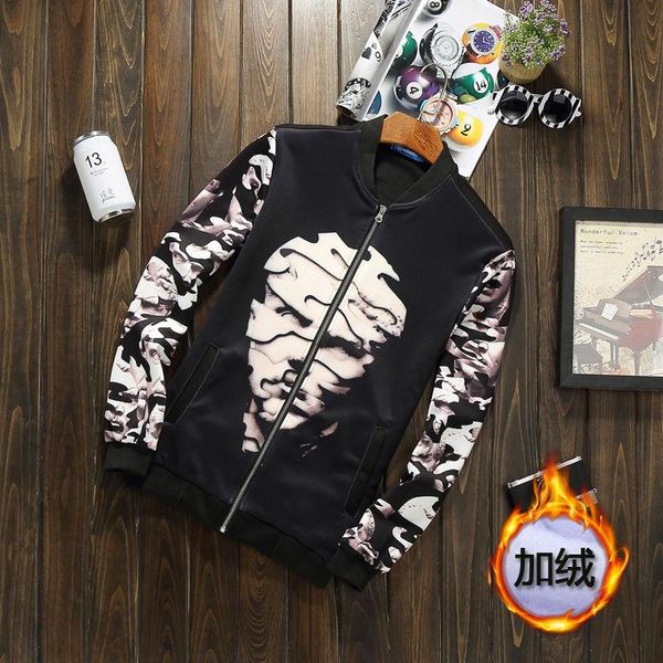 men's jackets trendy jacket winter plus velvet youth casual 3d dog head print zipper personalized clothing, Black;brown
men's jackets trendy jacket winter plus velvet youth casual 3d dog head print zipper personalized clothing, Black;brown