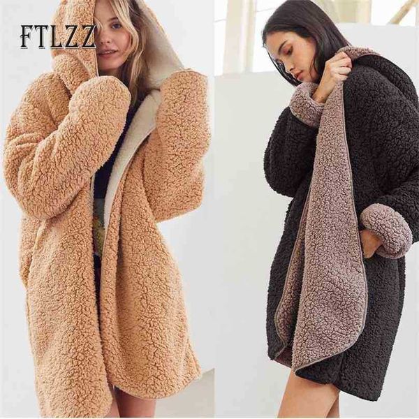 women faux wool liner jacket fashion spring autumn meidum long coats female hooded two-sided wear warm outerwear 210525, Black
women faux wool liner jacket fashion spring autumn meidum long coats female hooded two-sided wear warm outerwear 210525, Black