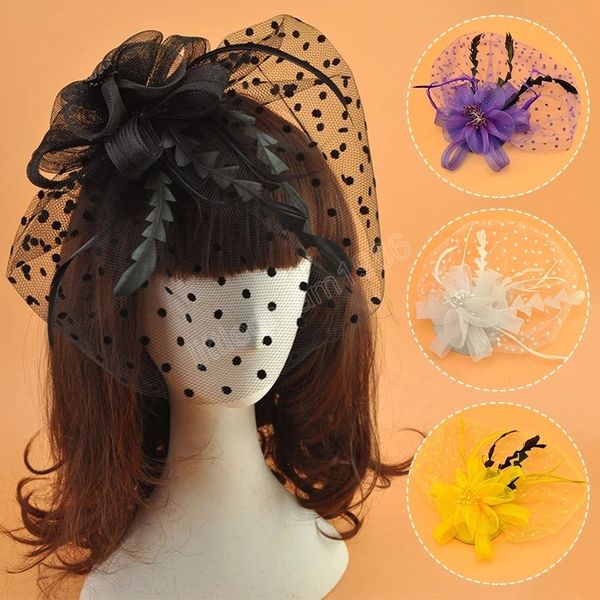 women elegant net yarn hat colorful mesh hair clips with flower wedding bridal half face cover hair accessories party headwear, Golden;silver
women elegant net yarn hat colorful mesh hair clips with flower wedding bridal half face cover hair accessories party headwear, Golden;silver