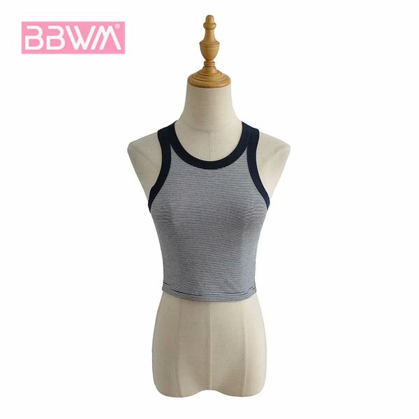 round neck sleeveless striped pullover chic women's vest sports running sweet female 210507, White
round neck sleeveless striped pullover chic women's vest sports running sweet female 210507, White