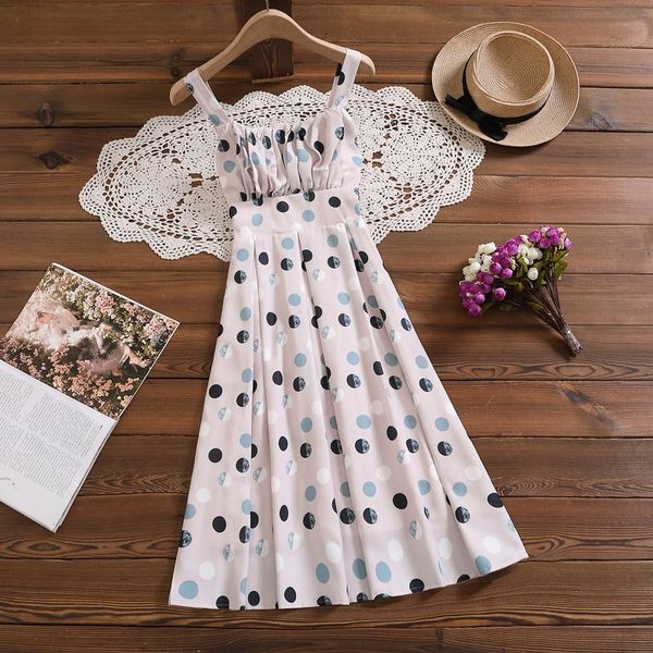 casual dresses summer chic polka dot printed sundress women chiffon elegant female high waist spaghetti strap dress mujer vestidos 2021, Black;gray
casual dresses summer chic polka dot printed sundress women chiffon elegant female high waist spaghetti strap dress mujer vestidos 2021, Black;gray