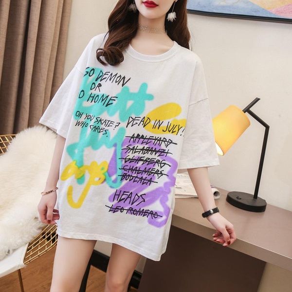 women's t-shirt 2021 summer cotton casual letter printing loose large size bottoming shirt graphic t shirts y2k, White
women's t-shirt 2021 summer cotton casual letter printing loose large size bottoming shirt graphic t shirts y2k, White
