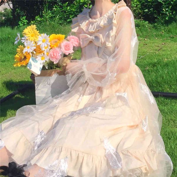 japanese sweet lolita dress women mesh long sleeve feather embroidery bow ruffles fairy spring party costumes 210510, Black;gray
japanese sweet lolita dress women mesh long sleeve feather embroidery bow ruffles fairy spring party costumes 210510, Black;gray