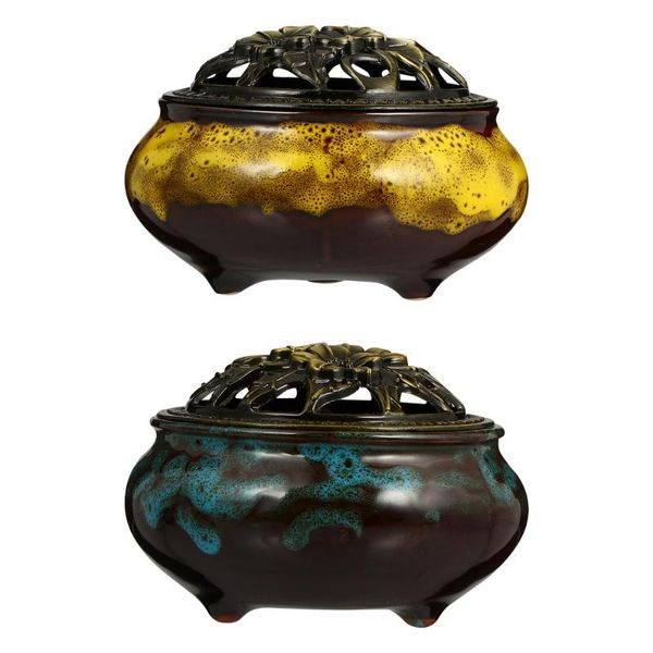 fragrance lamps 2pcs ceramic incense burner cone porcelain holder buddhist censer