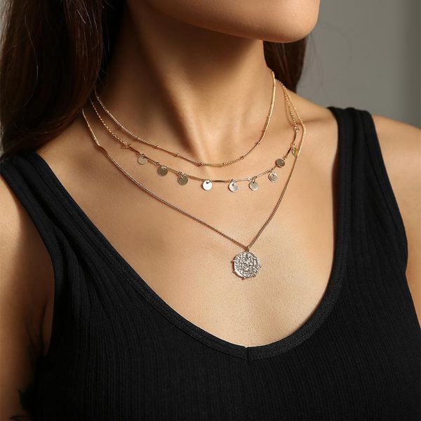 pendant necklaces european and american fashion personality necklace original disc tassel retro roman portrait multi-layer, Silver
pendant necklaces european and american fashion personality necklace original disc tassel retro roman portrait multi-layer, Silver