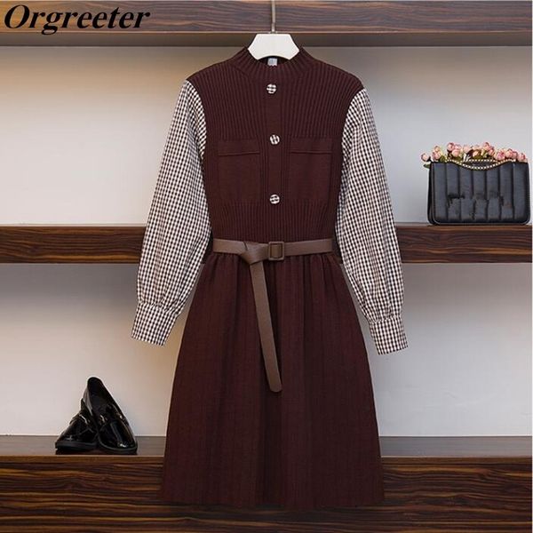 plus size casual pleated sweater dress spring chic plaid patchwork long lantern sleeve knitted jumper women 210525, Black;gray
plus size casual pleated sweater dress spring chic plaid patchwork long lantern sleeve knitted jumper women 210525, Black;gray