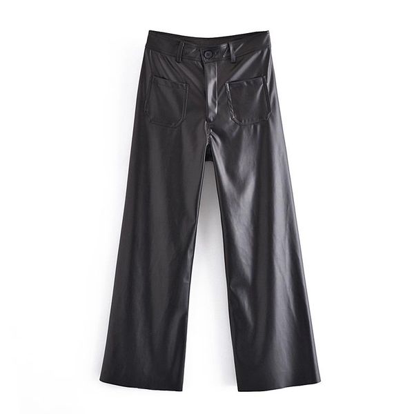 women's pants & capris 2021 spring autumn casual leather pu women high waist solid wide leg female loose streetwear elastic black trous, Black;white
women's pants & capris 2021 spring autumn casual leather pu women high waist solid wide leg female loose streetwear elastic black trous, Black;white