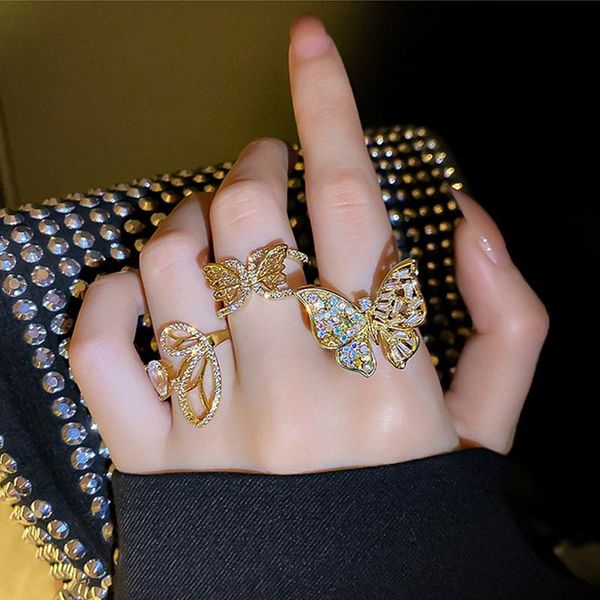 cluster rings fashion luxury crystal for women open adjustable shine butterfly finger weddings party jewelry gifts, Golden;silver
cluster rings fashion luxury crystal for women open adjustable shine butterfly finger weddings party jewelry gifts, Golden;silver