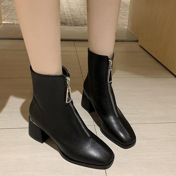 boots 2021 fashion square high heels ankle for women pu leather front zipper short female autumn winter shoes woman, Black
boots 2021 fashion square high heels ankle for women pu leather front zipper short female autumn winter shoes woman, Black