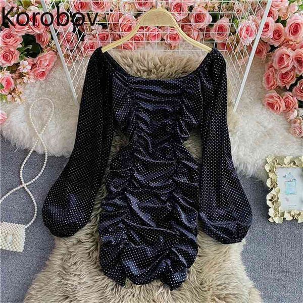 korobov new arrival office lady women dress vintage dot velvet puff sleeve female dresses slim party night vestidos 210430, Black;gray
korobov new arrival office lady women dress vintage dot velvet puff sleeve female dresses slim party night vestidos 210430, Black;gray