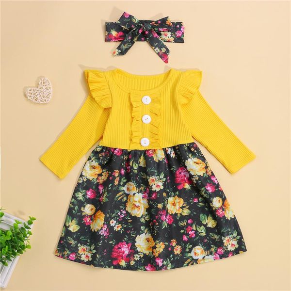 girl's dresses baby long sleeve dress with bow headband flower print ruffle decoration high waist version, Red;yellow
girl's dresses baby long sleeve dress with bow headband flower print ruffle decoration high waist version, Red;yellow