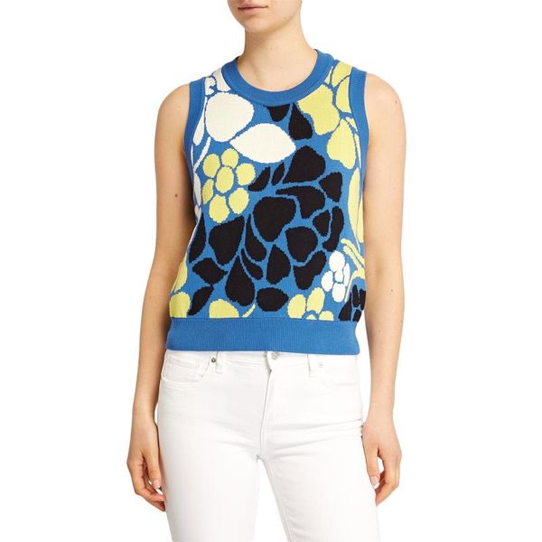 women's sweaters women knitted vest blue floral printed pattern round collar sleeveless, White;black
women's sweaters women knitted vest blue floral printed pattern round collar sleeveless, White;black