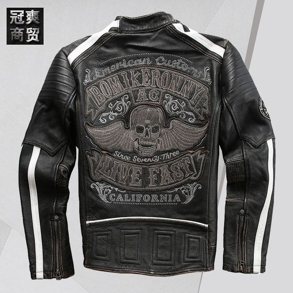 fashion leather stand collar embroidered wing skull jacket men's straight aff4 harley locomotive, Black
fashion leather stand collar embroidered wing skull jacket men's straight aff4 harley locomotive, Black