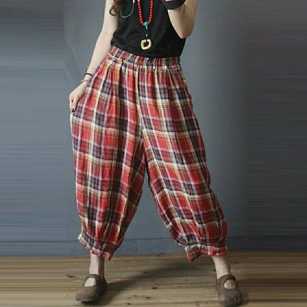 women's pants & capris summer arts style women elastic waist ankle-lengt loose plaid vintage cotton linen casual harem plus size m200, Black;white
women's pants & capris summer arts style women elastic waist ankle-lengt loose plaid vintage cotton linen casual harem plus size m200, Black;white