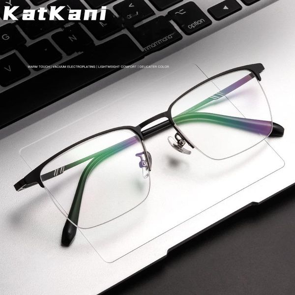 fashion sunglasses frames katkani men's business half-frame glasses small ultra light comfortable alloy optical prescription frame 0645, Black
fashion sunglasses frames katkani men's business half-frame glasses small ultra light comfortable alloy optical prescription frame 0645, Black