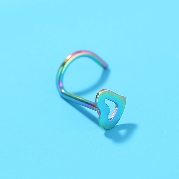 me-dical steel puncture peach heart-shaped color ring curved angle small nail nose hook jewelry female, Silver
me-dical steel puncture peach heart-shaped color ring curved angle small nail nose hook jewelry female, Silver