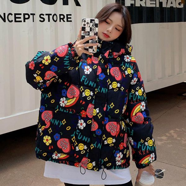 women's down & parkas women fashion style zipper short outerwear hooded parka mujer 2021 oversize clothes winter jacket female print pa, Black
women's down & parkas women fashion style zipper short outerwear hooded parka mujer 2021 oversize clothes winter jacket female print pa, Black